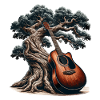 Akustikgitarre an alter Eiche