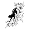 panthère noire florale pivoines