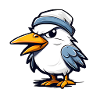Cute angry seagull with cap