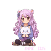 Kawaii Meisje Anime Manga Meisje en Kat