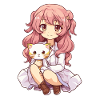 Kawaii Girl Anime Manga Girl and Cat