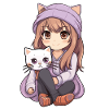 Kawaii Girl Anime Manga Fille et chat