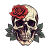 Skull Rose Aesthetic Grunge Goth Skull