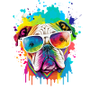 Farbenfroher Bulldoggenkopf