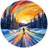 Skiing at sunset