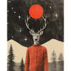 Surreal reindeer winter collage
