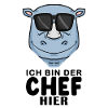 Chef Spruch mit Nashorn Motiv