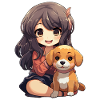 Kawaii pige anime manga pige og hund