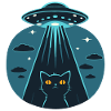Funny UFO, Alien, Cat