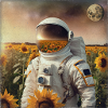 Astronaut with Sunflowers