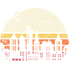Retro Sunset City Silhouette