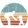 Sonnenuntergang Eltern- und Kind-Silhouette