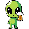 Alien with beer