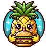Cute Pineapple Eating a Burger