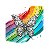 Steampunk butterfly with rainbow background