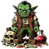 An aggressive cartoon-style goblin
