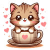 Katze mit Kaffeebecher 2