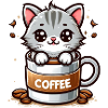 Katze mit Kaffeebecher 1