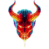 Feuriger Dämonen Skull mit Neoneffekten