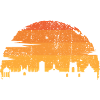 Goldene Stunde Stadtsilhouette