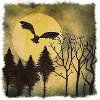 Full moon over trees