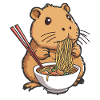 Capybara mangeant des ramen