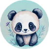 Panda mignon aquarelle nature