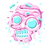 Pink Turquoise Melting Marshmallow Skull