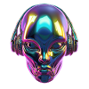 Chromatic Alien Head with Headphones