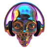 Chromatic Alien Head with Headphones