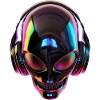 Black Alien Head with Headphones