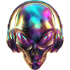 Chromatic Alien Head with Headphones