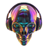 Chromatic Alien Head with Headphones