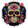 Vibrant Skull Blooms