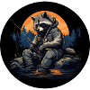 Raccoon on a fishing adventure
