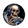 Skelett mit Gamecontroller und Kopfhörern
