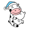 Cow with pillow and sleepy cap