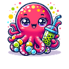 Kawaii Octopus With Bubble Tea Sea Ocean Boba Tea
