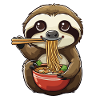 Baby Sloth Eating Ramen