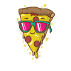 Pizza slice with sunglasses