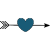 Coeur bleu avec flèche Saint-Valentin