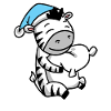 Zebra with pillow and sleepy cap
