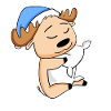 Moose with pillow and sleepy cap
