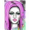 Lila Haare mit Pop-Art Effekt
