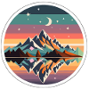 Retro Sunset Mountain