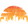 Sunset City Skyline Silhouette