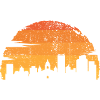 Zachód słońca Skyline - sylwetka wektorowa
