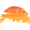 Silhouette des Stadtuntergangs