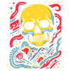 Floating Skull: Pop Art Cartoon