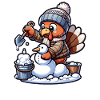 Little turkey builds snowman Thanksgiving